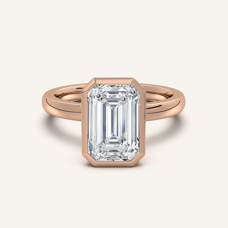 Image for Emerald Cut Bezel Set Engagement Ring | 18k Rose Gold