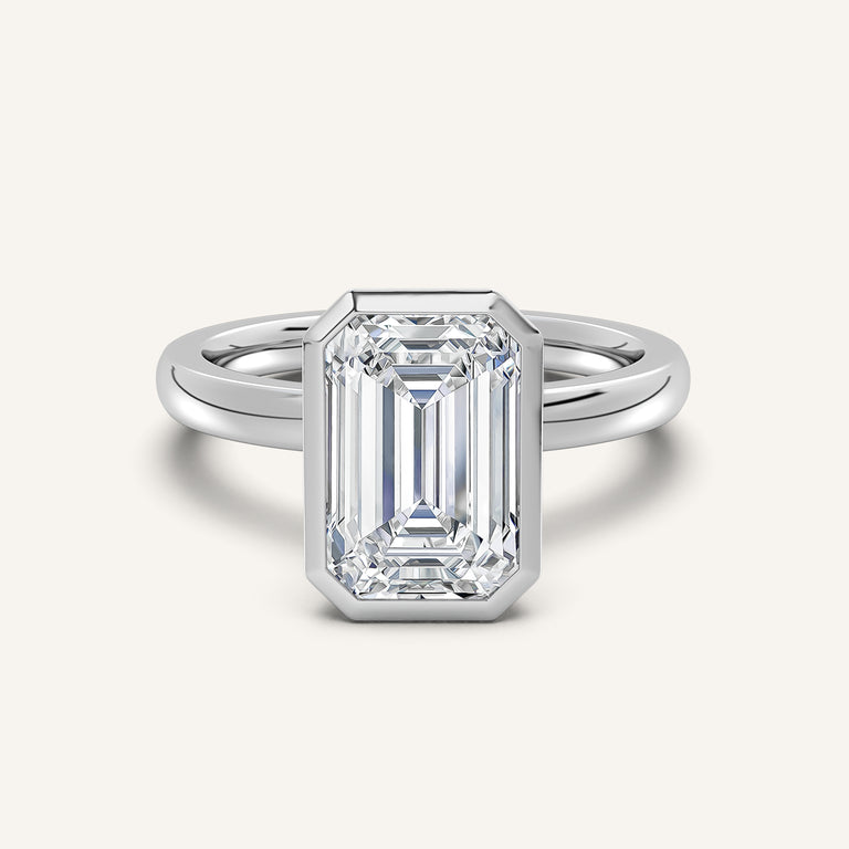 Image for Emerald Cut Bezel Set Engagement Ring | Platinum