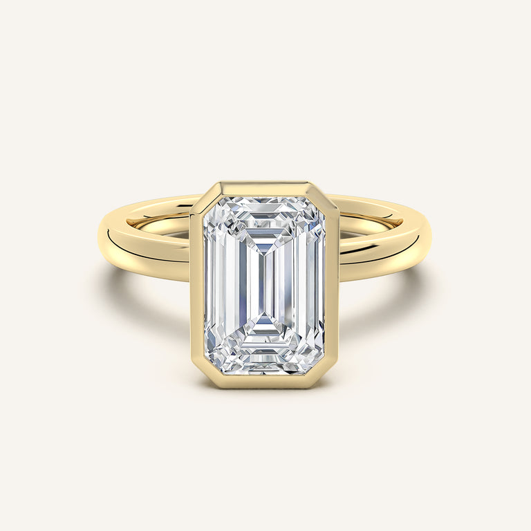 Image for Emerald Cut Bezel Set Engagement Ring | 18k Yellow Gold