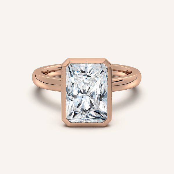 Radiant Cut Bezel Set Engagement Ring | 18k Rose Gold