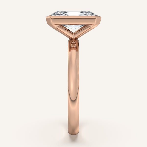 Radiant Cut Bezel Set Engagement Ring | 18k Rose Gold