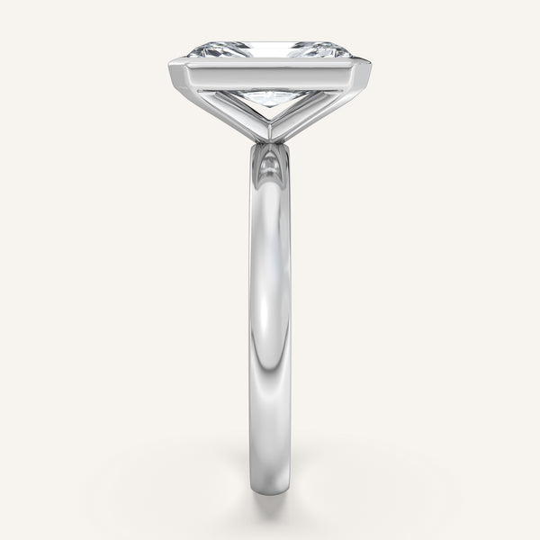 Radiant Cut Bezel Set Engagement Ring | Platinum