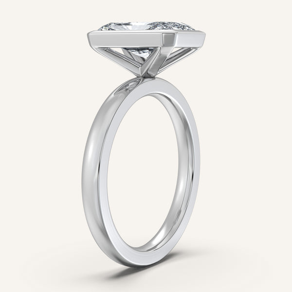 Radiant Cut Bezel Set Engagement Ring | 14k White Gold