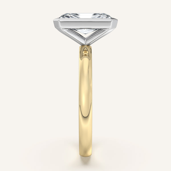 Radiant Cut Bezel Set Engagement Ring | 18k Two Tone
