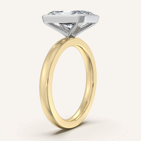 Radiant Cut Bezel Set Engagement Ring | 18k Two Tone