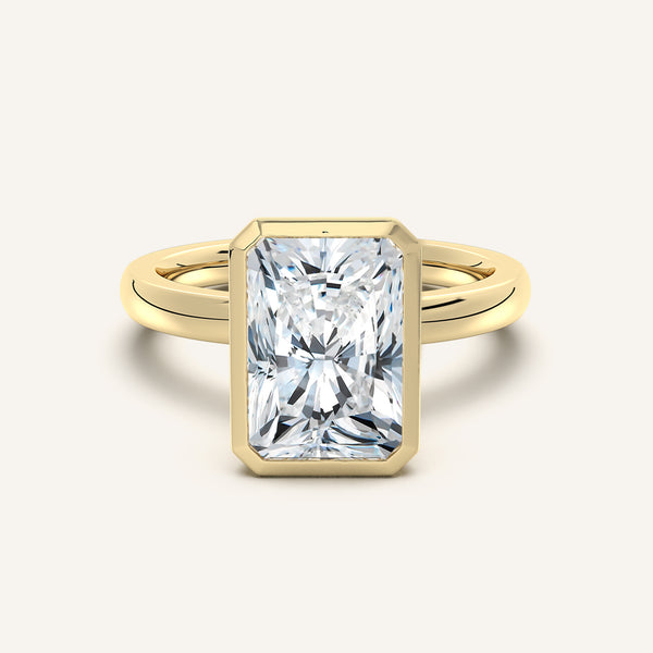Radiant Cut Bezel Set Engagement Ring | 14k Yellow Gold