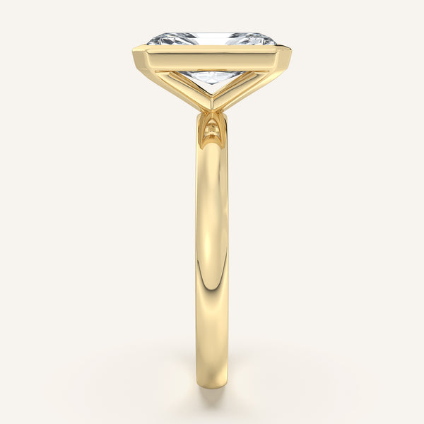 Radiant Cut Bezel Set Engagement Ring | 14k Yellow Gold