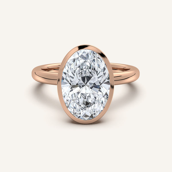 Oval Bezel Set Engagement Ring | 14k Rose Gold