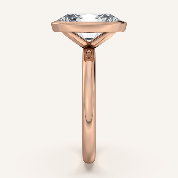 Oval Bezel Set Engagement Ring | 14k Rose Gold