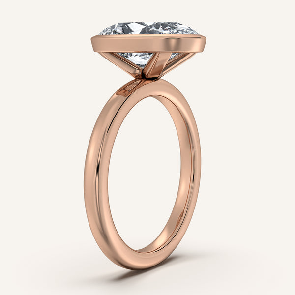 Oval Bezel Set Engagement Ring | 14k Rose Gold
