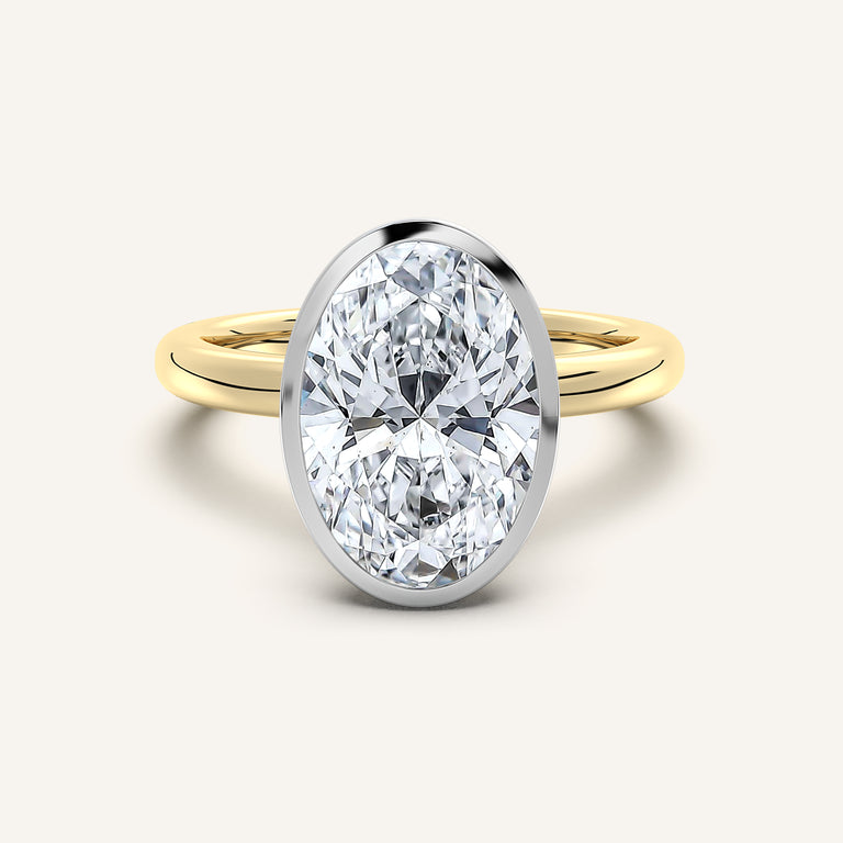 Image for Oval Bezel Set Engagement Ring | 18k Two Tone