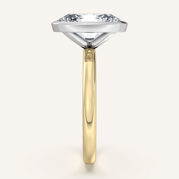 Oval Bezel Set Engagement Ring | 18k Two Tone