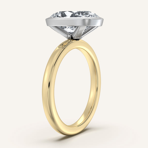 Oval Bezel Set Engagement Ring | 18k Two Tone