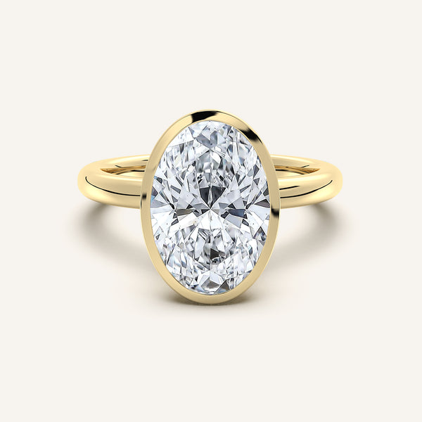 Oval Bezel Set Engagement Ring | 18k Yellow Gold