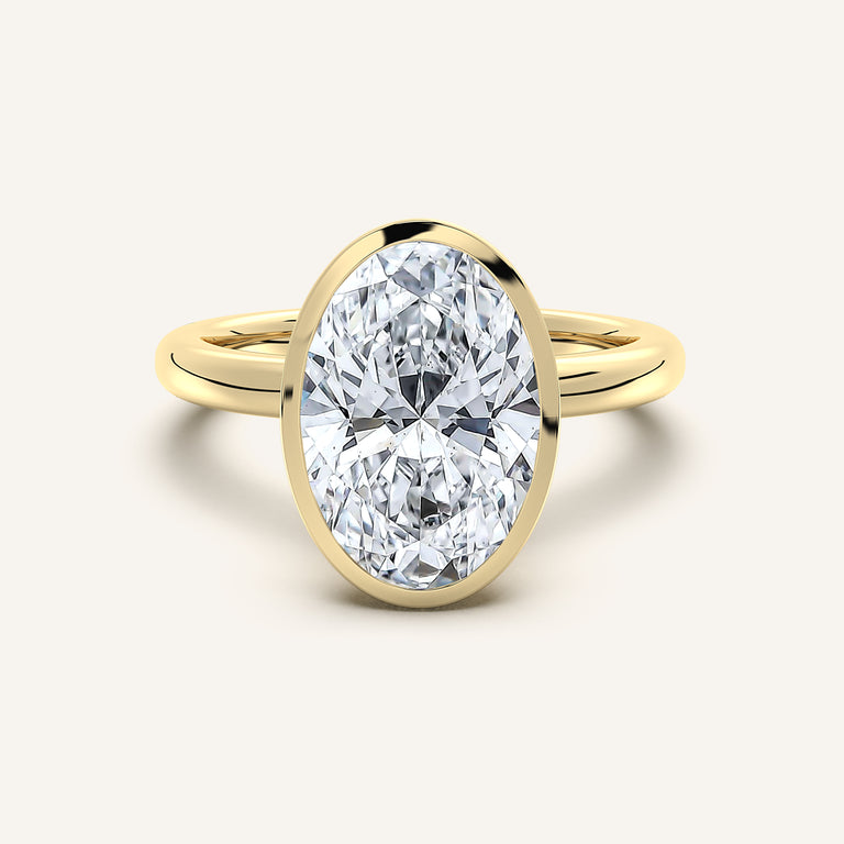 Image for Oval Bezel Set Engagement Ring | 18k Yellow Gold