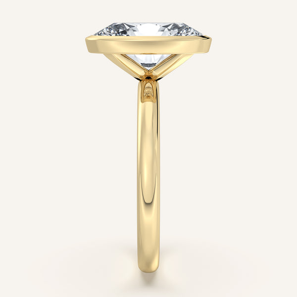 Oval Bezel Set Engagement Ring | 18k Yellow Gold
