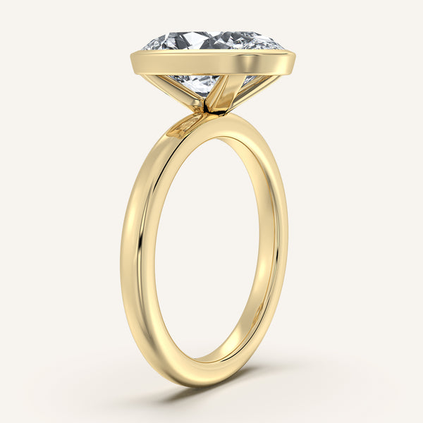 Oval Bezel Set Engagement Ring | 18k Yellow Gold
