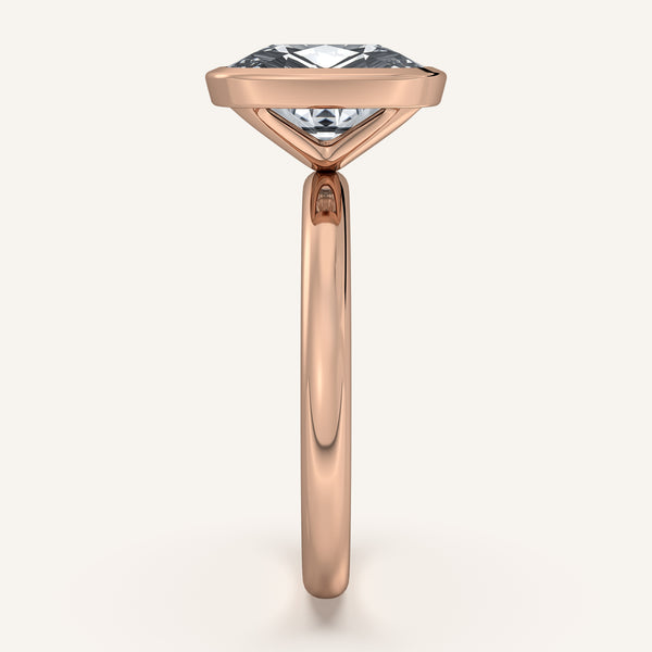 Cushion Cut Bezel Set Engagement Ring | 18k Rose Gold