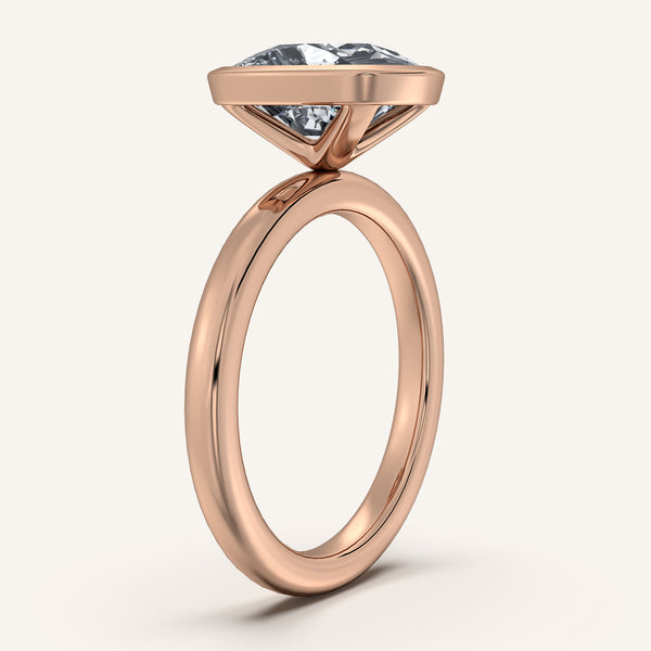 Cushion Cut Bezel Set Engagement Ring | 18k Rose Gold