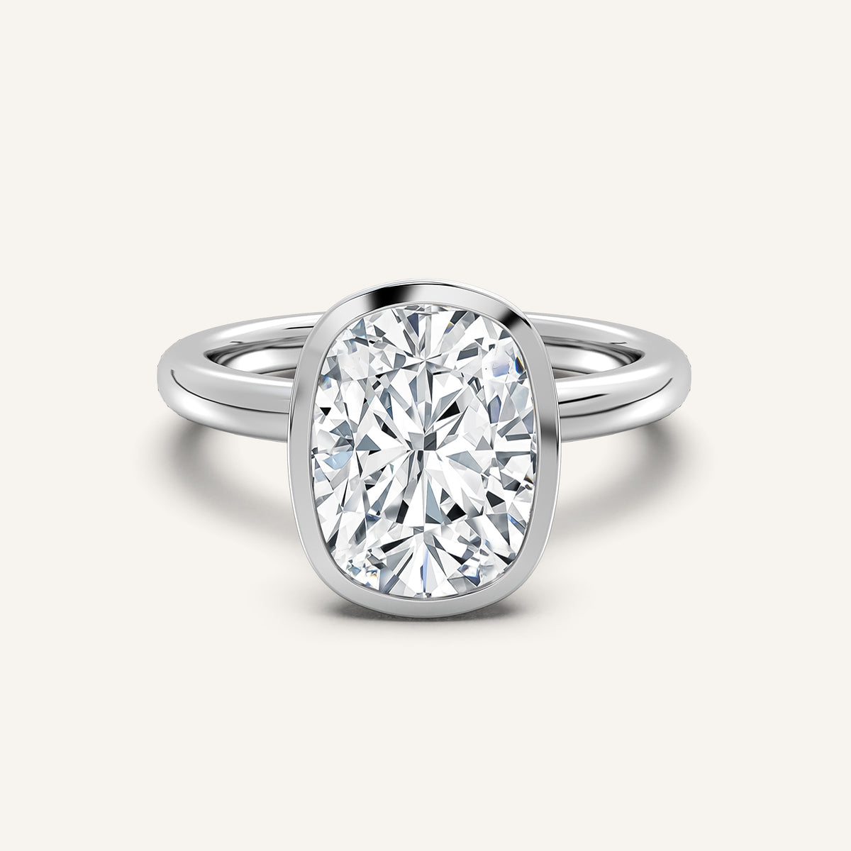 Image for Cushion Cut Bezel Set Engagement Ring | Platinum