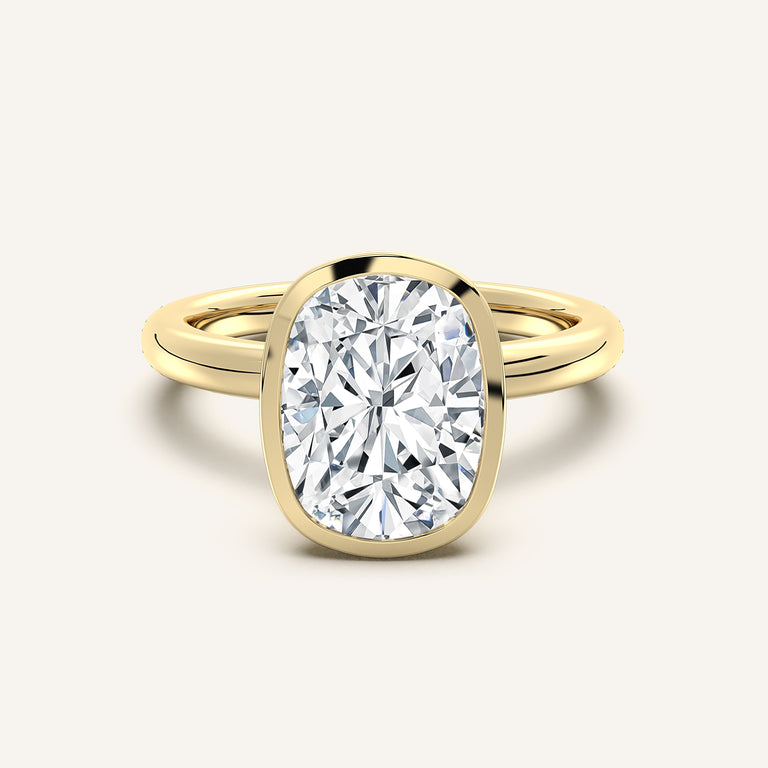 Image for Cushion Cut Bezel Set Engagement Ring | 18k Yellow Gold