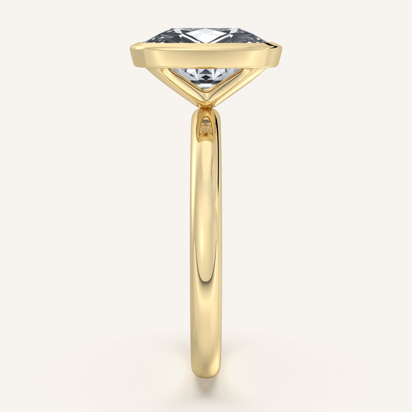 Cushion Cut Bezel Set Engagement Ring | 18k Yellow Gold