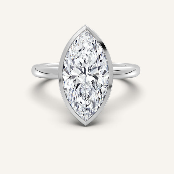 Marquise Bezel Set Engagement Ring | Platinum