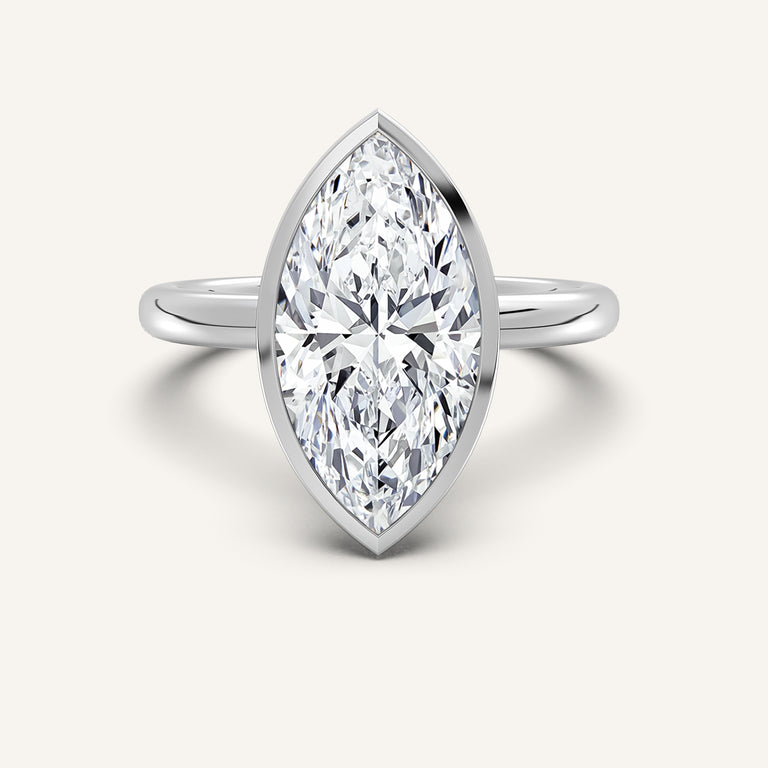 Image for Marquise Bezel Set Engagement Ring | 14k White Gold