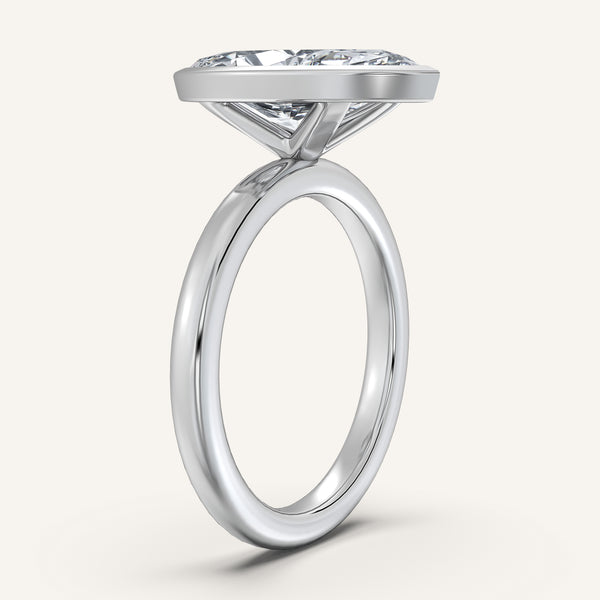 Marquise Bezel Set Engagement Ring | 14k White Gold