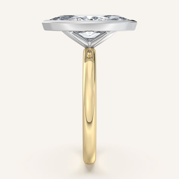 Marquise Bezel Set Engagement Ring | 14k Two Tone