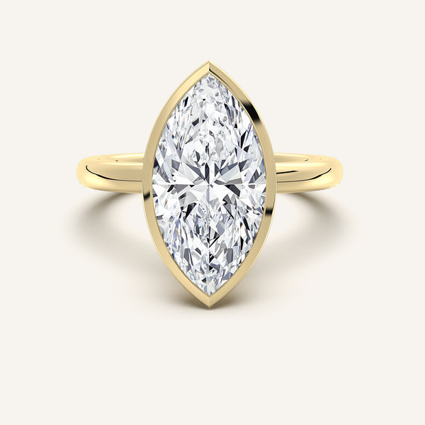 Marquise Bezel Set Engagement Ring | 18k Yellow Gold