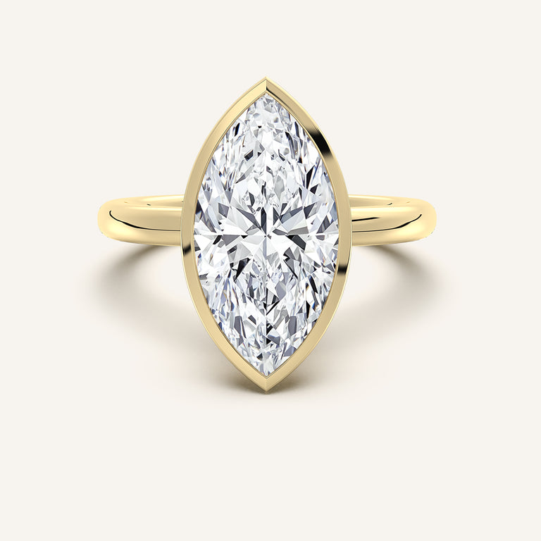 Image for Marquise Bezel Set Engagement Ring | 18k Yellow Gold