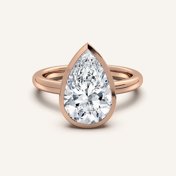 Pear Shape Bezel Set Engagement Ring | 14k Rose Gold