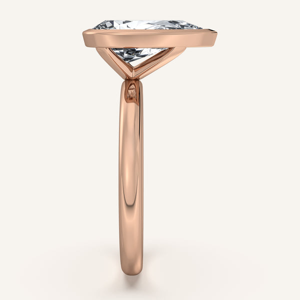 Pear Shape Bezel Set Engagement Ring | 14k Rose Gold