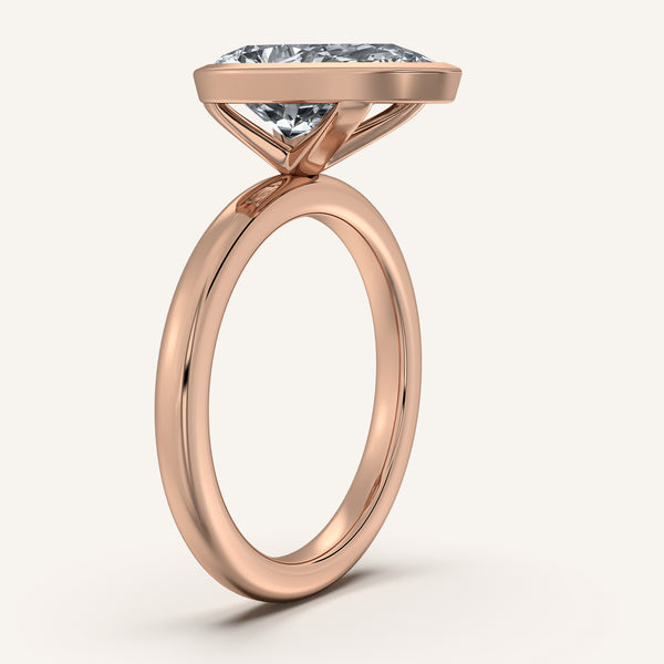 Pear Shape Bezel Set Engagement Ring | 14k Rose Gold