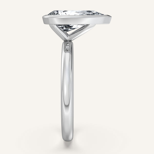 Pear Shape Bezel Set Engagement Ring | 18k White Gold