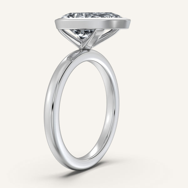 Pear Shape Bezel Set Engagement Ring | 18k White Gold