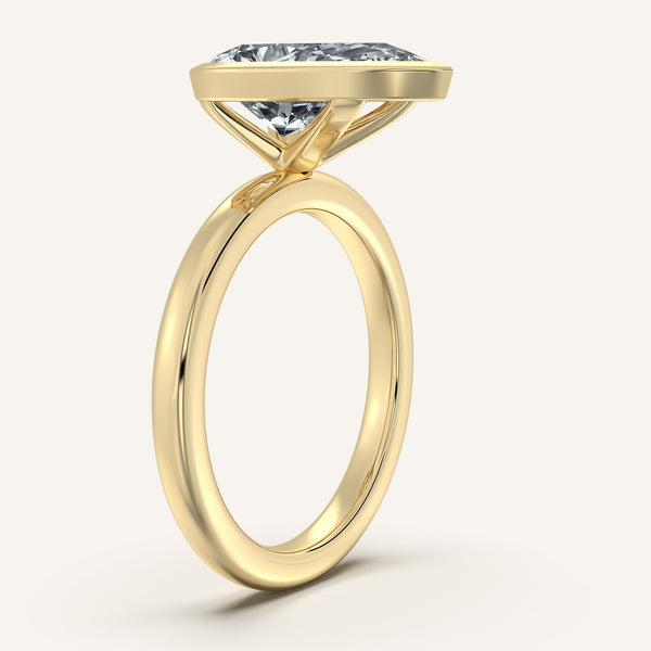 Pear Shape Bezel Set Engagement Ring | 14k Yellow Gold