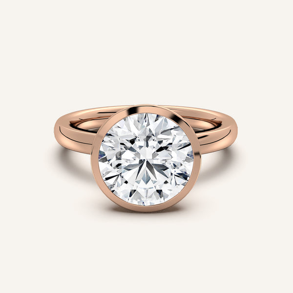Round Bezel Set Engagement Ring | 18k Rose Gold