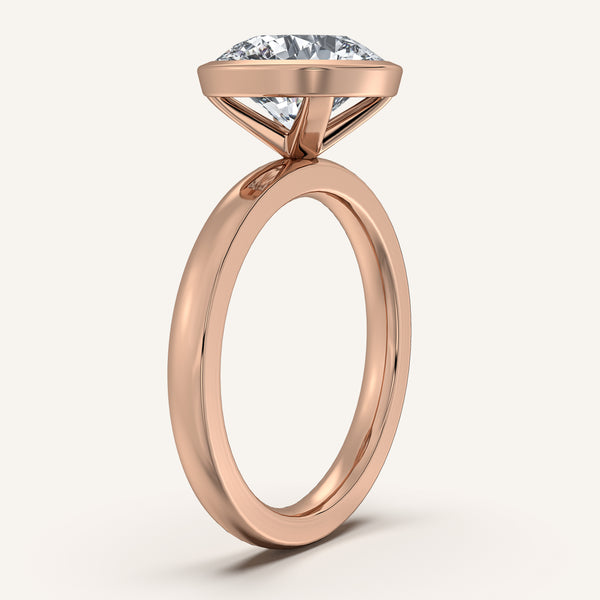 Round Bezel Set Engagement Ring | 18k Rose Gold