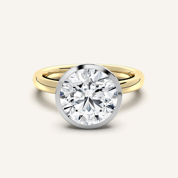 Round Bezel Set Engagement Ring | 14k Two Tone