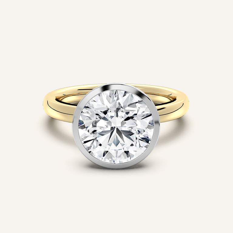 Image for Round Bezel Set Engagement Ring | 14k Two Tone