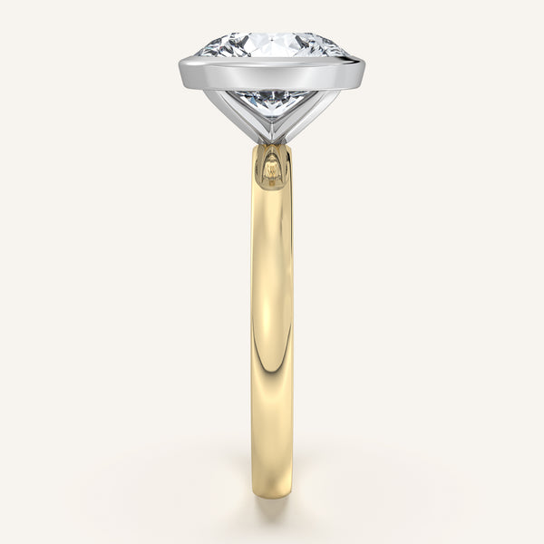 Round Bezel Set Engagement Ring | 14k Two Tone