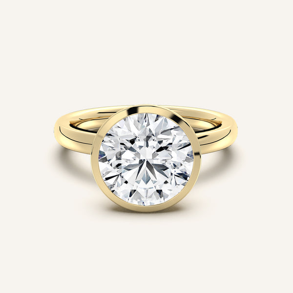 Round Bezel Set Engagement Ring | 18k Yellow Gold