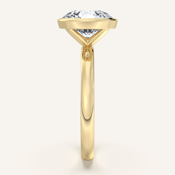 Round Bezel Set Engagement Ring | 18k Yellow Gold