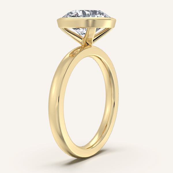 Round Bezel Set Engagement Ring | 18k Yellow Gold