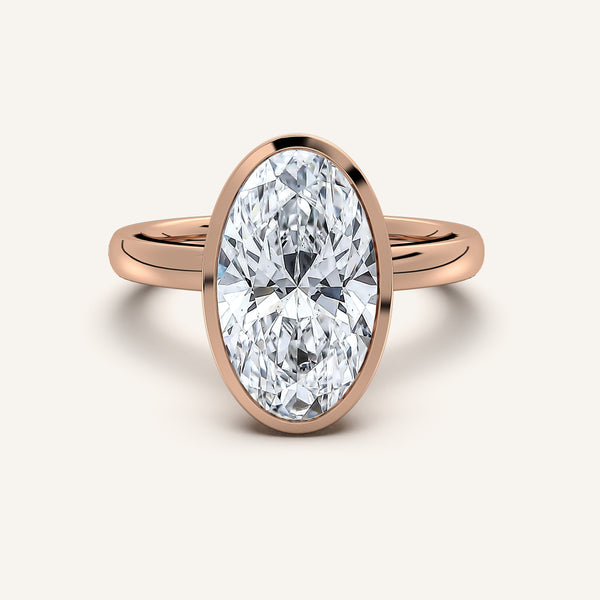 Moval Bezel Set Engagement Ring | 14k Rose Gold