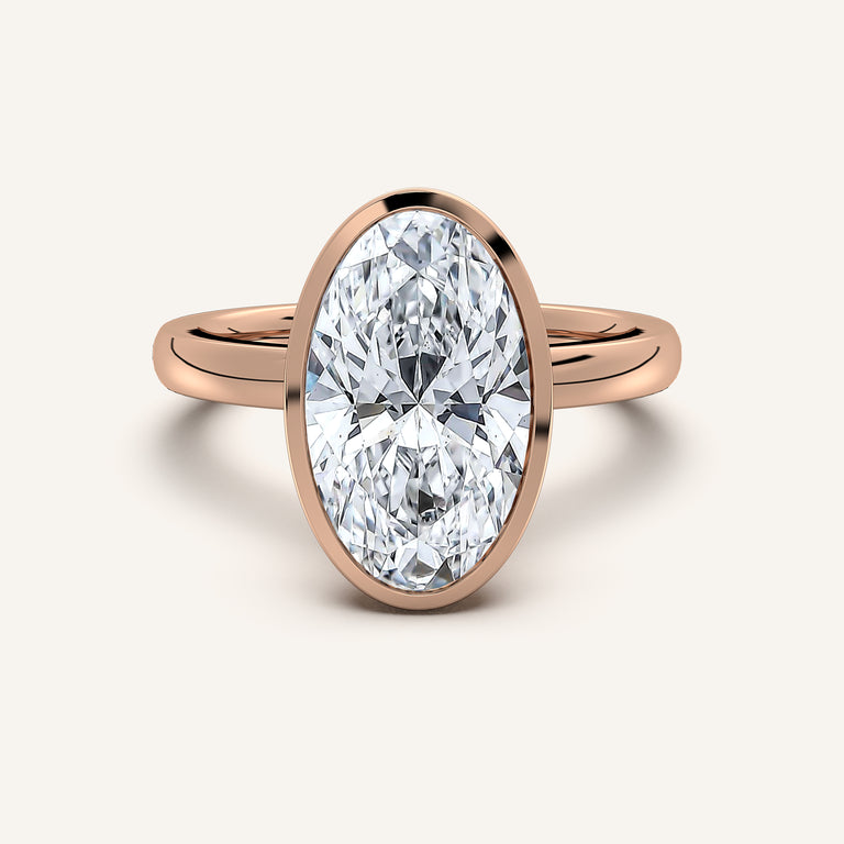 Image for Moval Bezel Set Engagement Ring | 18k Rose Gold