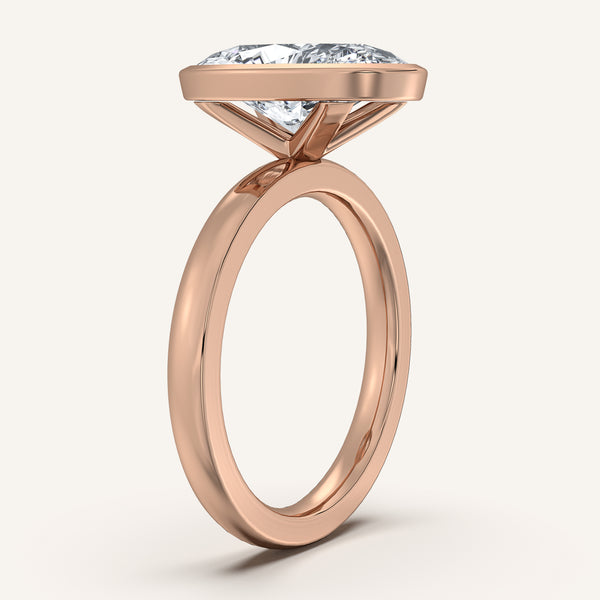 Moval Bezel Set Engagement Ring | 14k Rose Gold