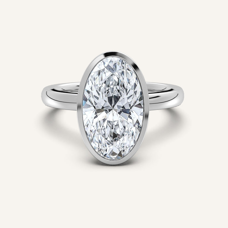 Image for Moval Bezel Set Engagement Ring | Platinum